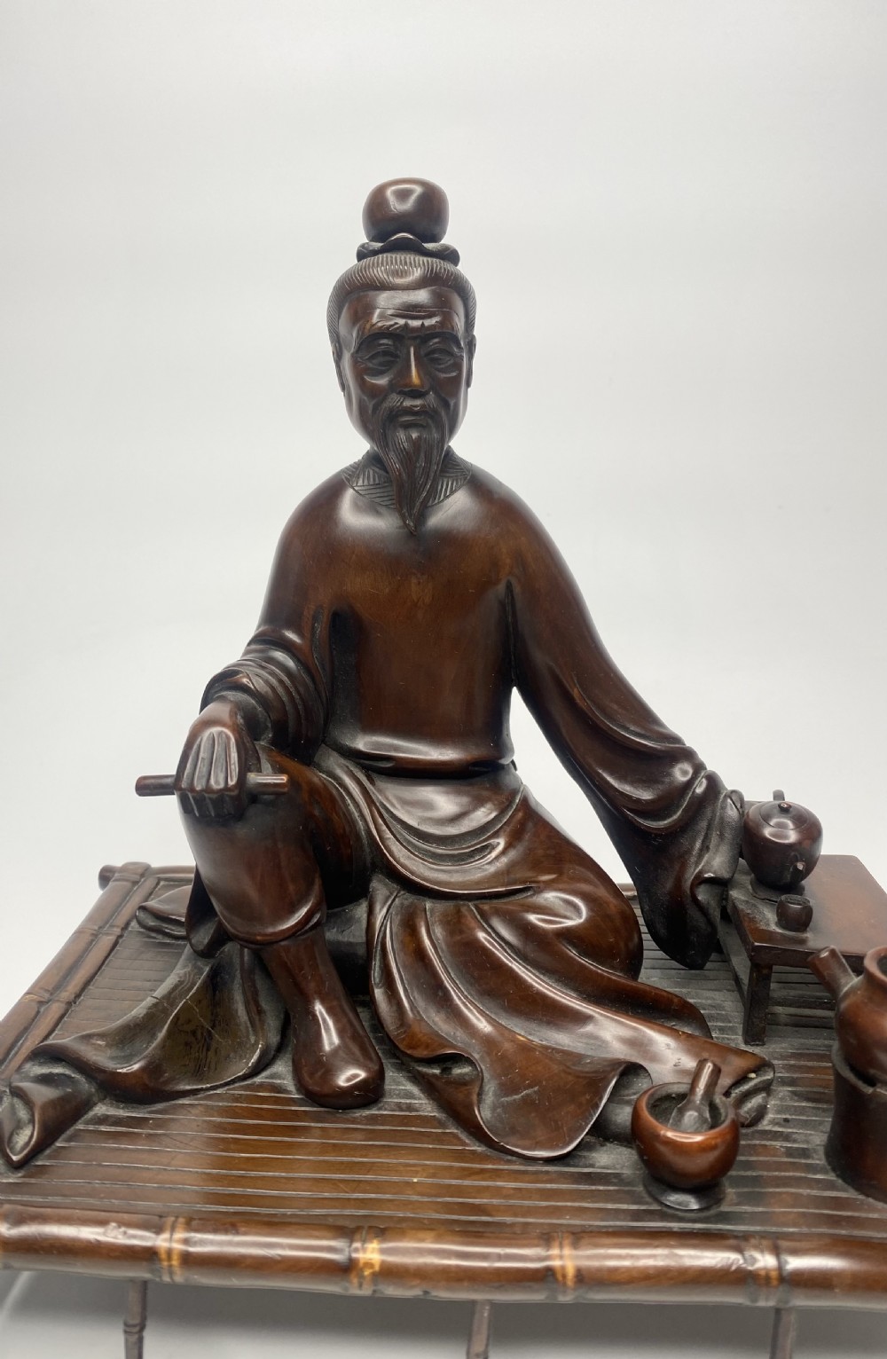 Chinese carved wood figure, c. 1880, Qing Dynasty. View V