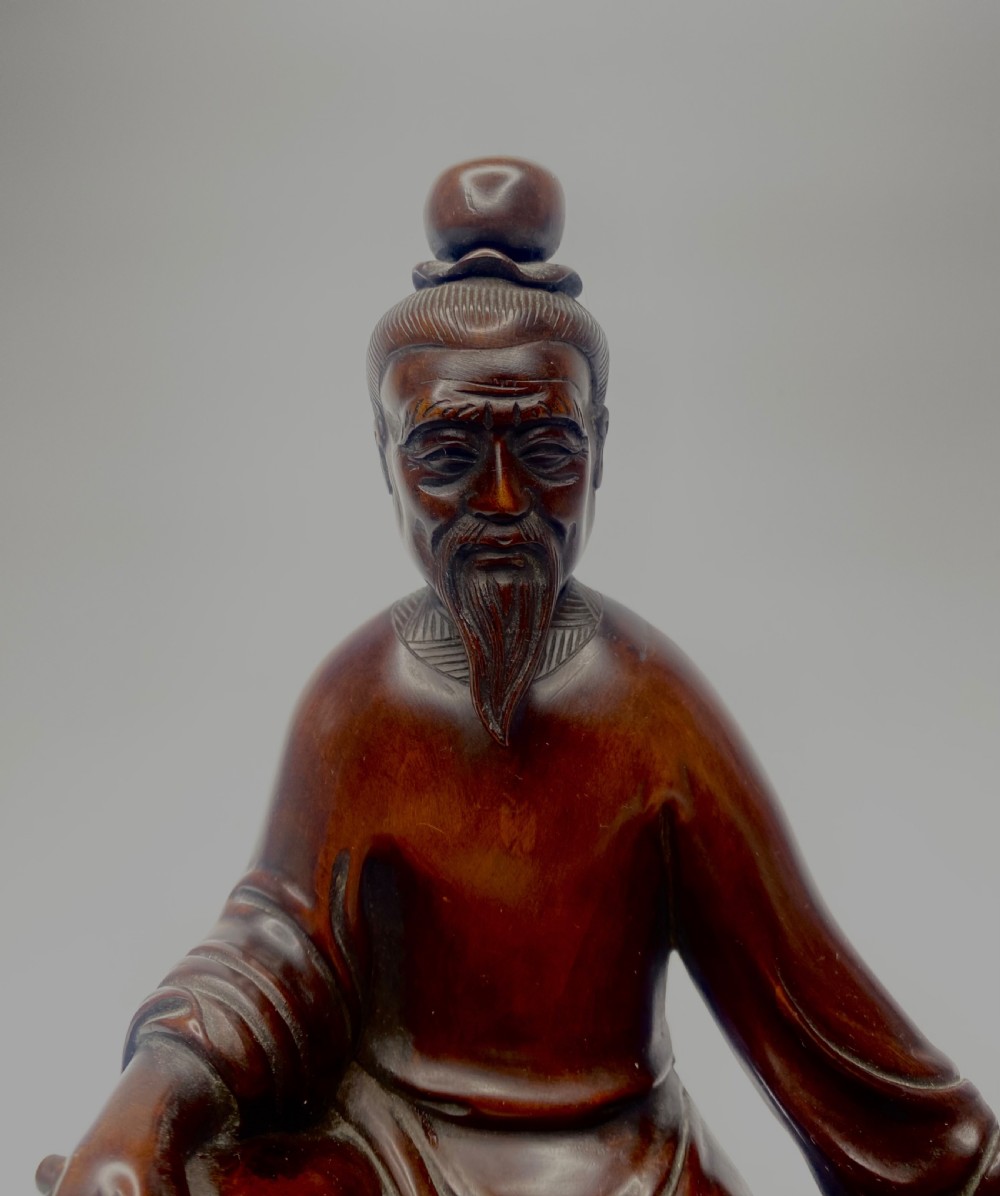 Chinese carved wood figure, c. 1880, Qing Dynasty. View VI