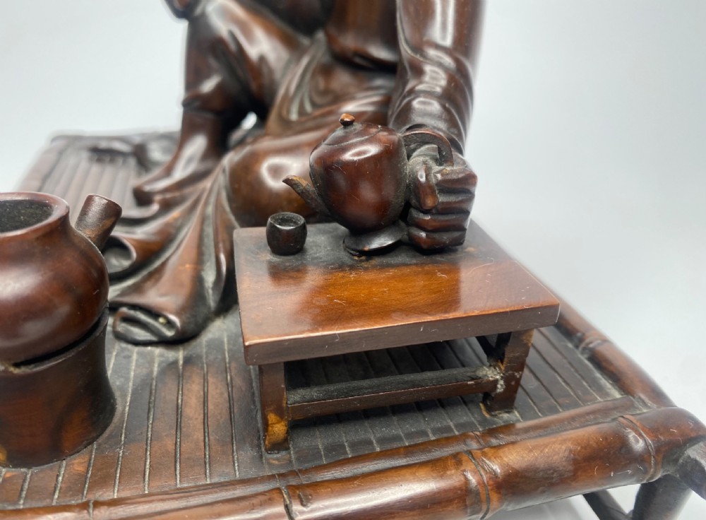 Chinese carved wood figure, c. 1880, Qing Dynasty. View IX