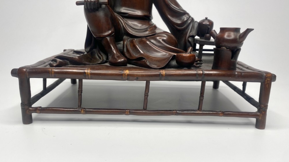 Chinese carved wood figure, c. 1880, Qing Dynasty. View X
