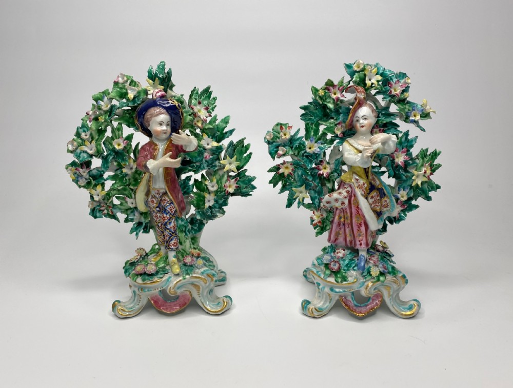 Fine Pair of Bow porcelain bocage figures, New Dancers, c. 1765.