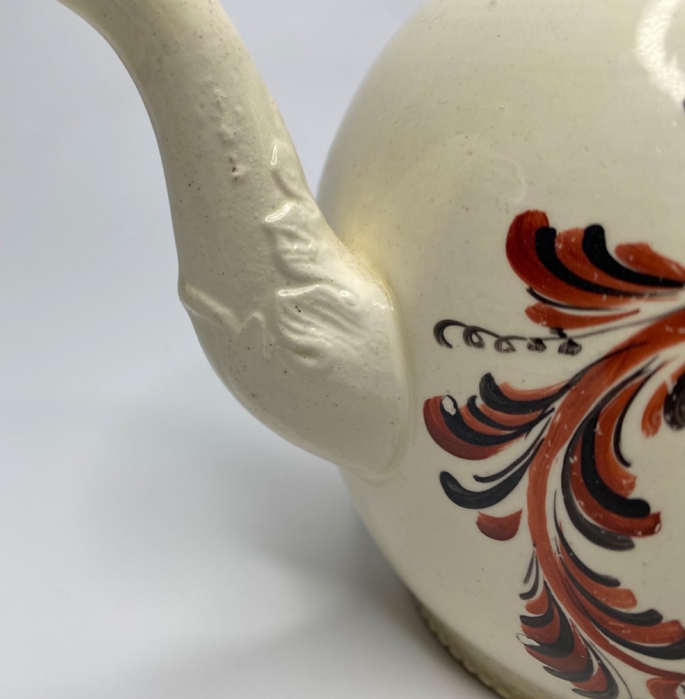 Leeds creamware teapot, Margaret Burton, 1773. View VI