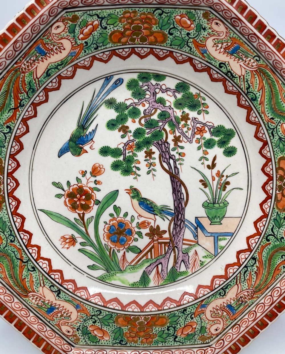 Derby porcelain famille verte dish, c. 1790. View II