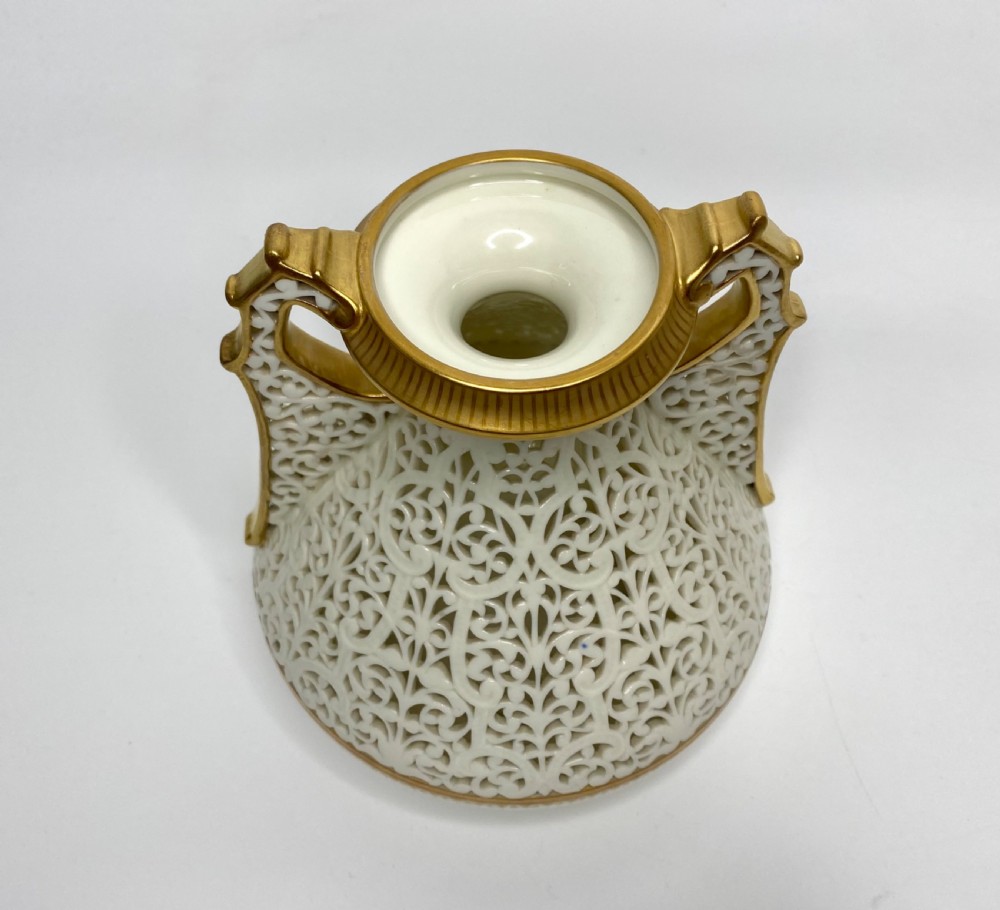 Graingers Worcester pair of reticulated vases, c. 1880. View VI