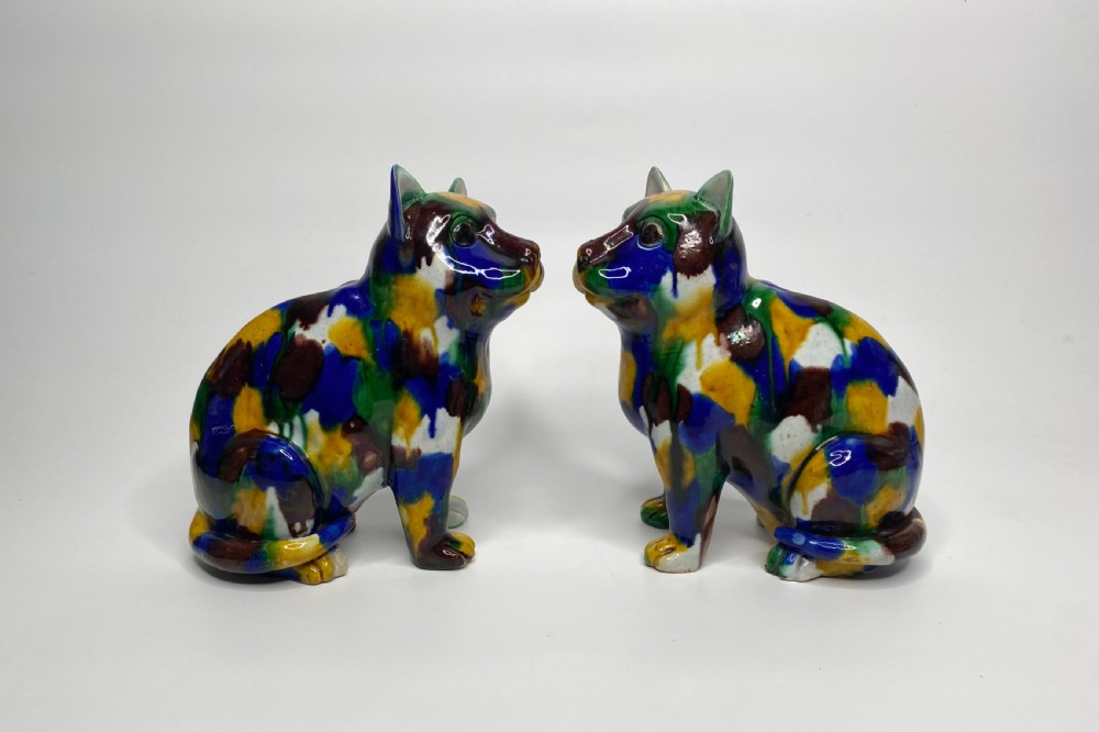 Chinese Sancai glazed porcelain cats, 19th Century, Qing Dynasty. View II