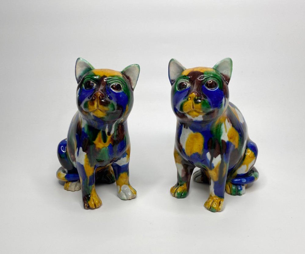 Chinese Sancai glazed porcelain cats, 19th Century, Qing Dynasty. View III