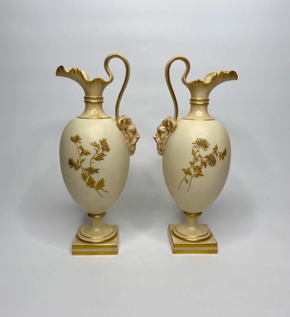 Royal Worcester ewers, Samuel Ranford, d.1888. View III