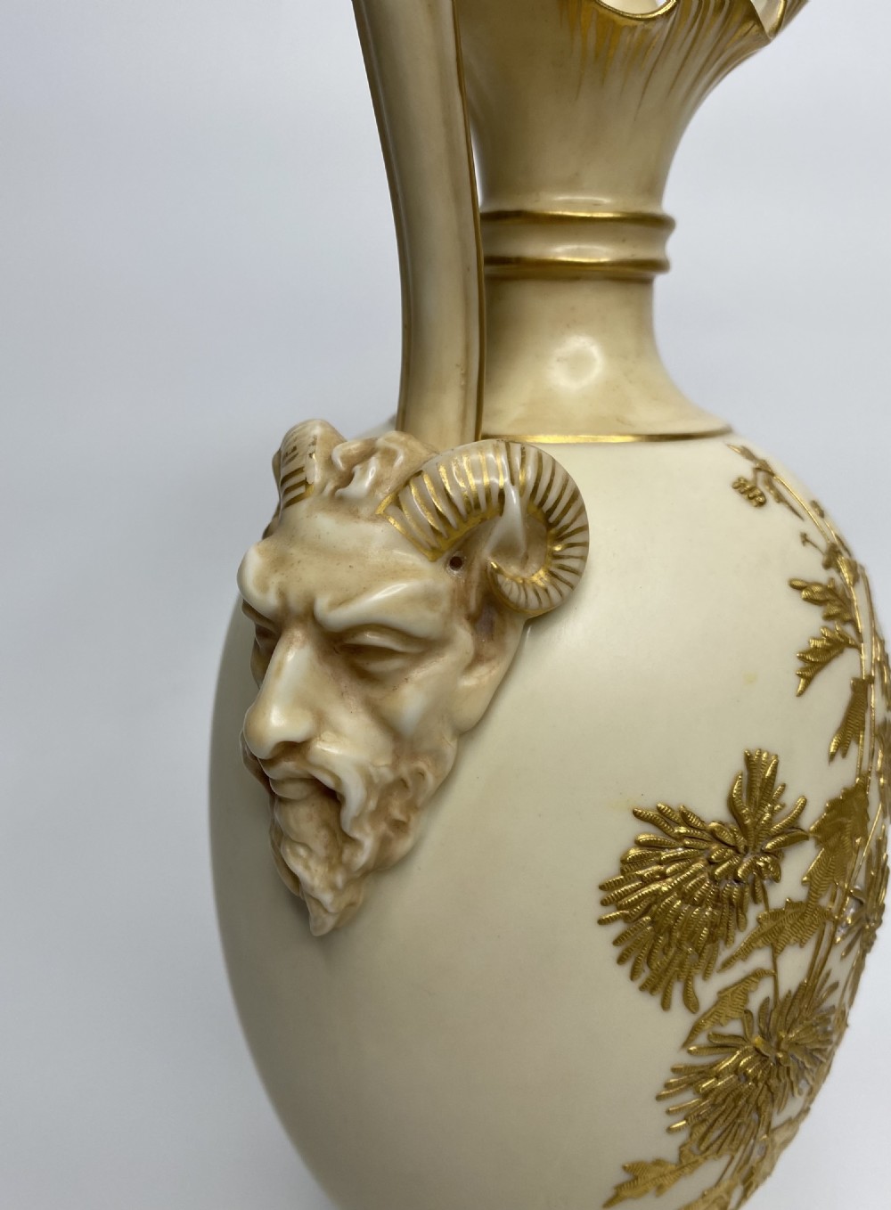 Royal Worcester ewers, Samuel Ranford, d.1888. View VII