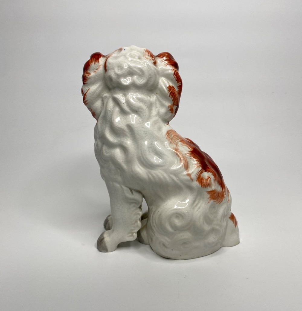 Pair Staffordshire pottery Spaniels, c. 1845. View V