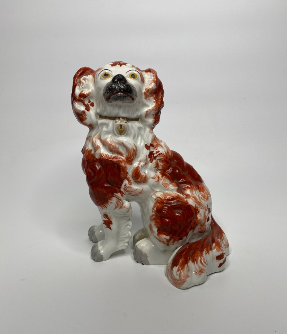 Pair Staffordshire pottery Spaniels, c. 1845. View VIII