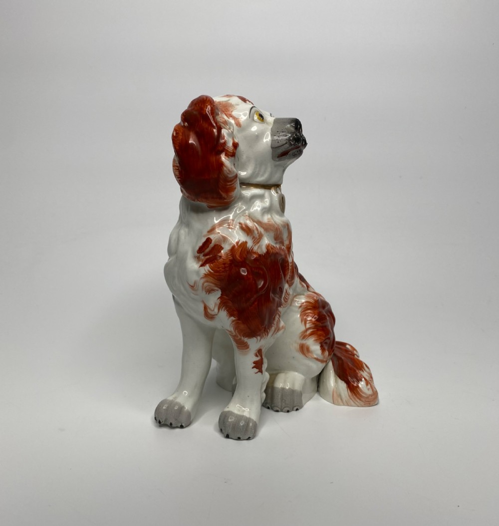 Pair Staffordshire pottery Spaniels, c. 1845. View IX