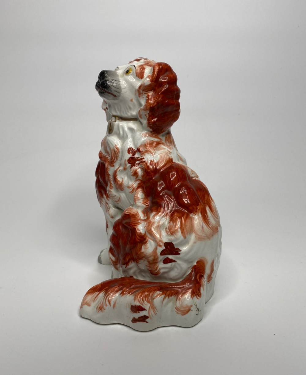 Pair Staffordshire pottery Spaniels, c. 1845. View XI