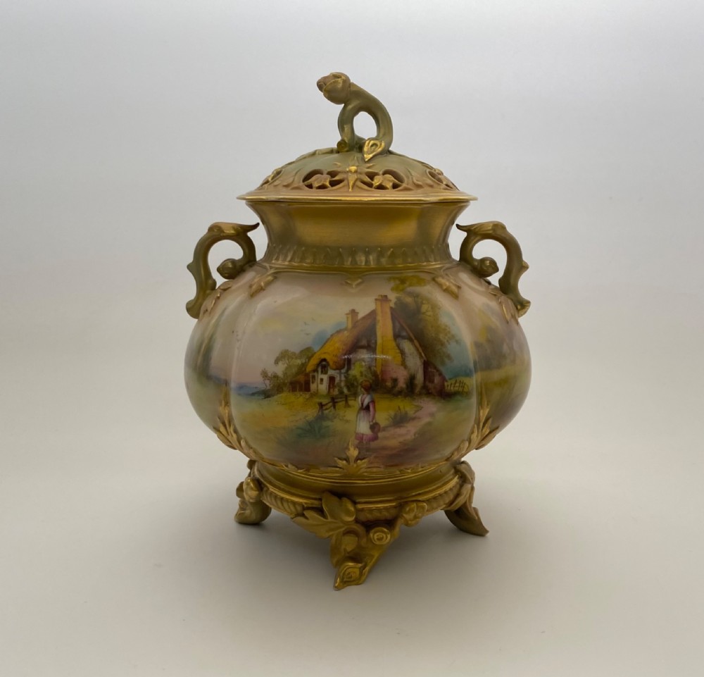 Royal Worcester pot pourri, Arthur Lewis, d. 1910.