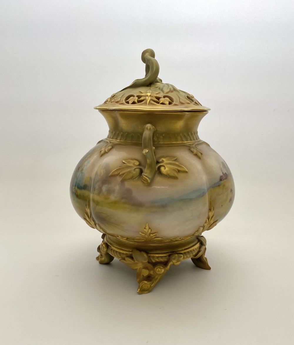 Royal Worcester pot pourri, Arthur Lewis, d. 1910. View III