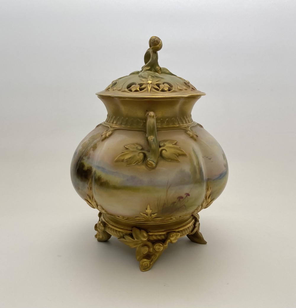 Royal Worcester pot pourri, Arthur Lewis, d. 1910. View V