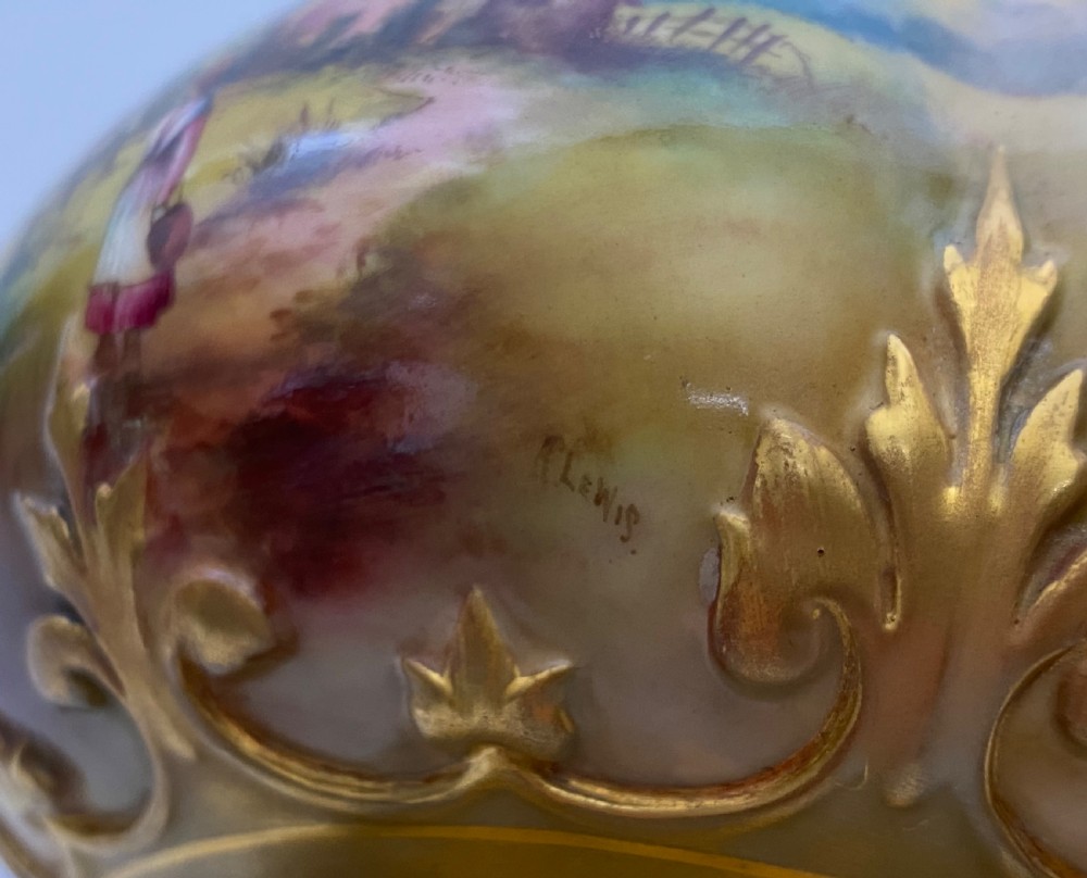 Royal Worcester pot pourri, Arthur Lewis, d. 1910. View VI