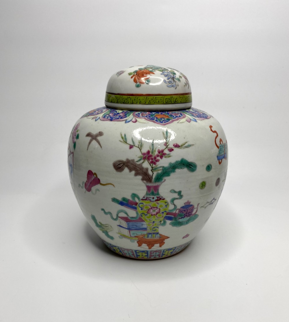 Chinese porcelain ginger jar & cover, c. 1890. Qing Dynasty. View III