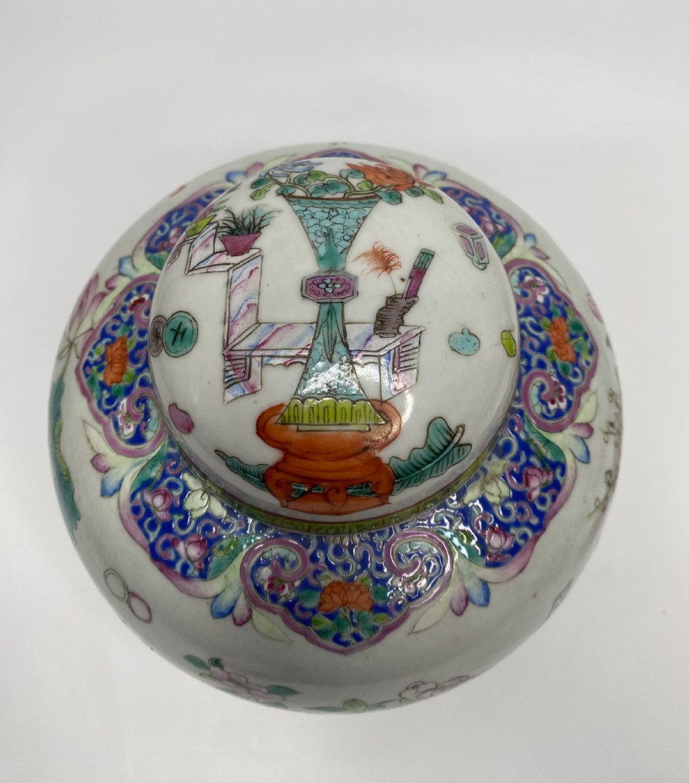 Chinese porcelain ginger jar & cover, c. 1890. Qing Dynasty. View V
