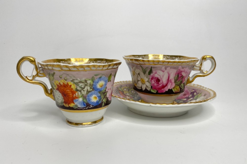 Spode porcelain trio, c. 1825. View VII