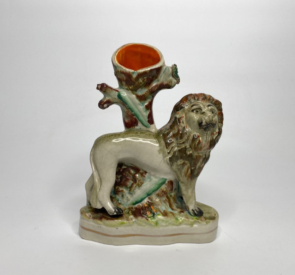 Staffordshire Lion spill vases, Thomas Parr factory, c. 1850. View II