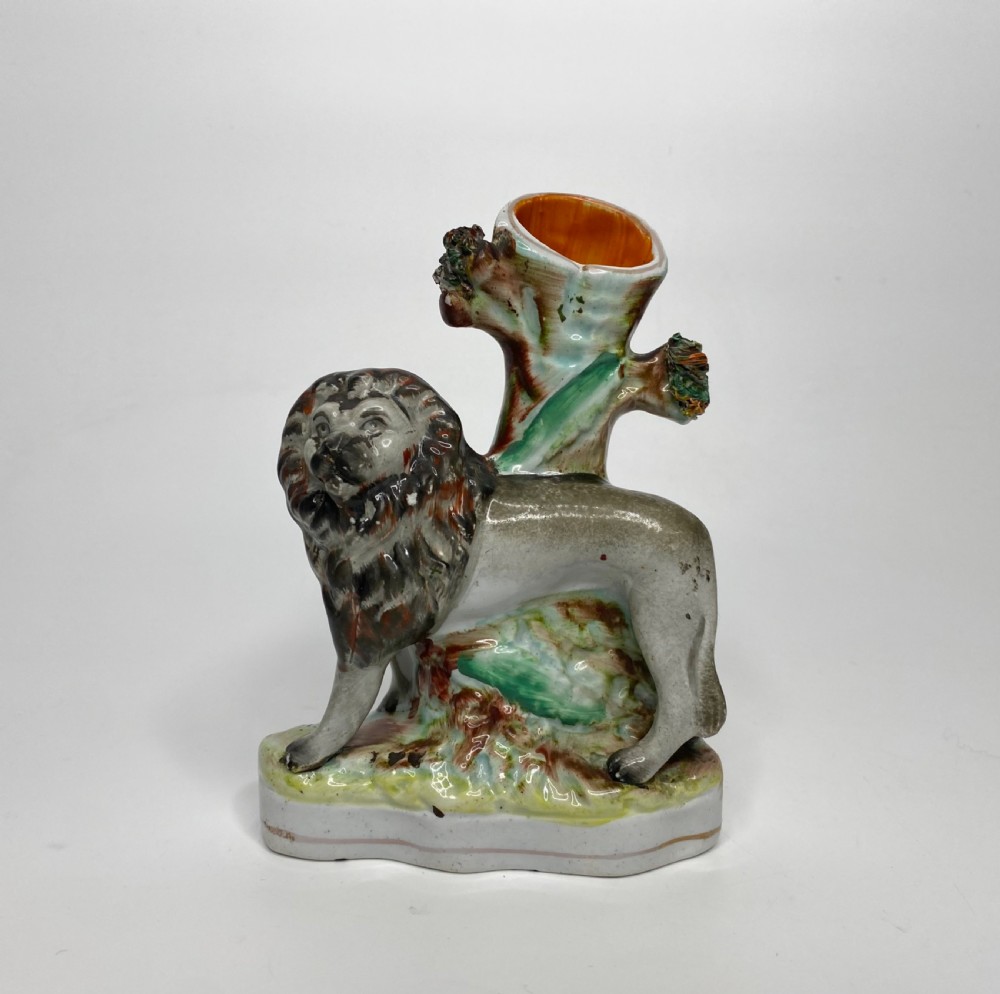 Staffordshire Lion spill vases, Thomas Parr factory, c. 1850. View III