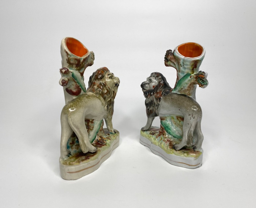 Staffordshire Lion spill vases, Thomas Parr factory, c. 1850. View VI