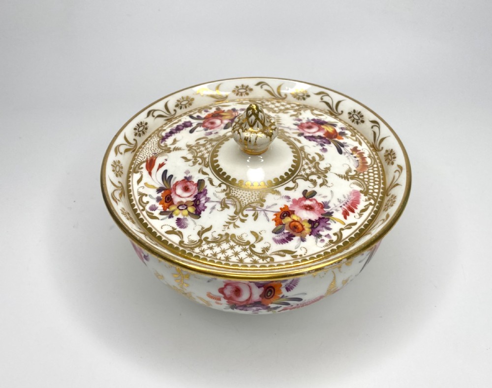 Coalport porcelain sucrier & cover, c. 1820. View IX