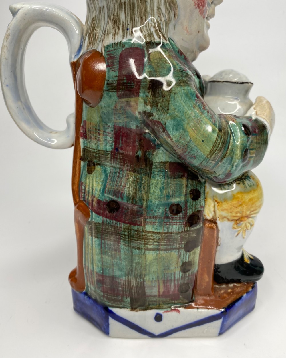 Staffordshire Tartan Coat Toby jug, c. 1830. View III