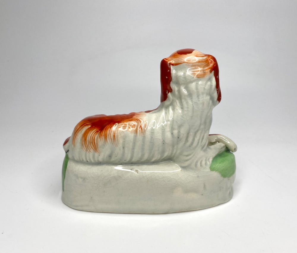 Pair Staffordshire pottery Spaniels, c. 1850. View IX