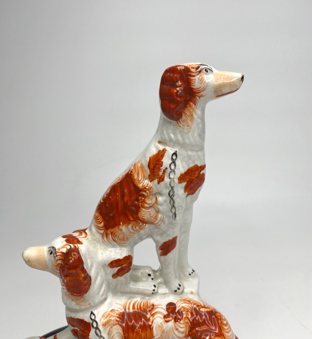 Staffordshire pottery Irish Setters, c. 1850. View IX