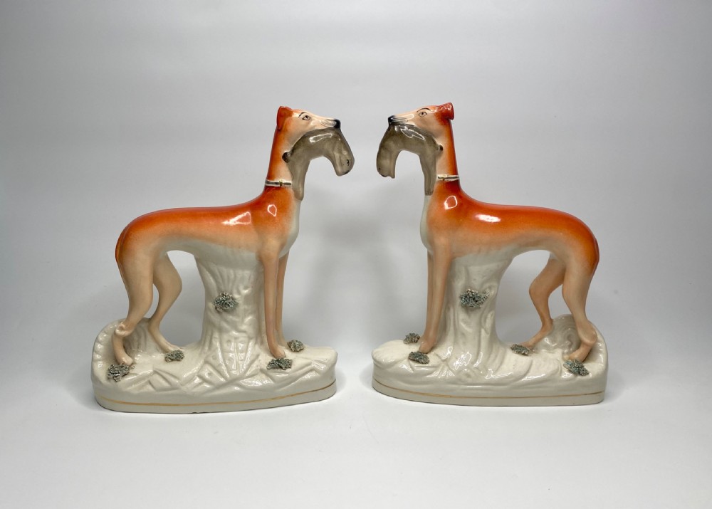 Staffordshire pottery Greyhounds, c. 1860.
