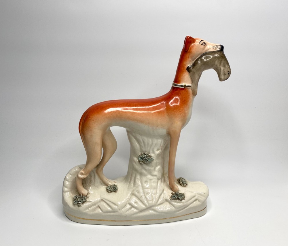 Staffordshire pottery Greyhounds, c. 1860. View II
