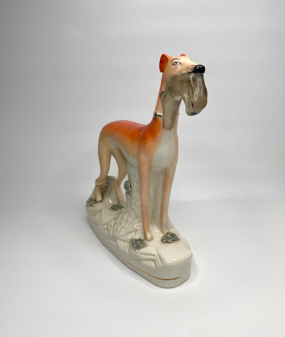 Staffordshire pottery Greyhounds, c. 1860. View III