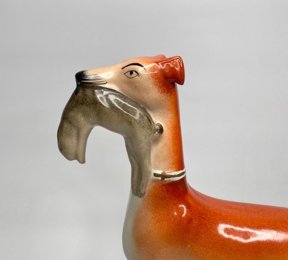 Staffordshire pottery Greyhounds, c. 1860. View XV