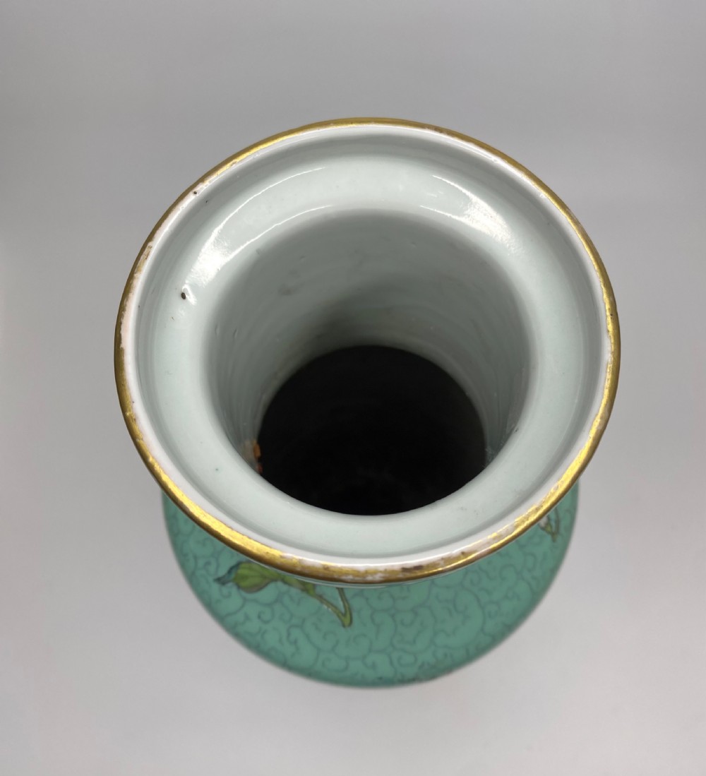 Chinese rouleau vase, Flowers, c. 1890. Qing Dynasty. View XVI