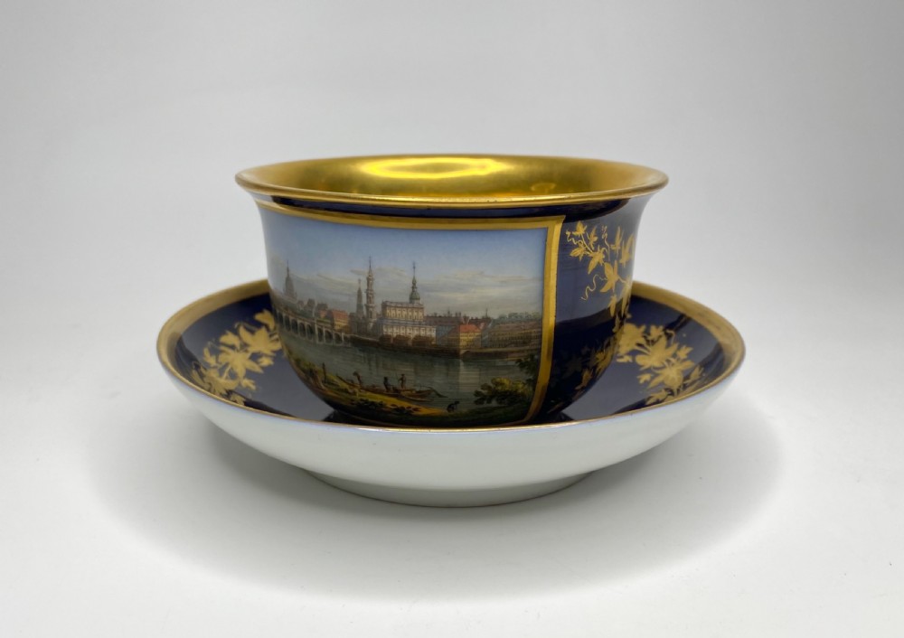 Meissen topographical cup and saucer, Dresden, c. 1835. View XII