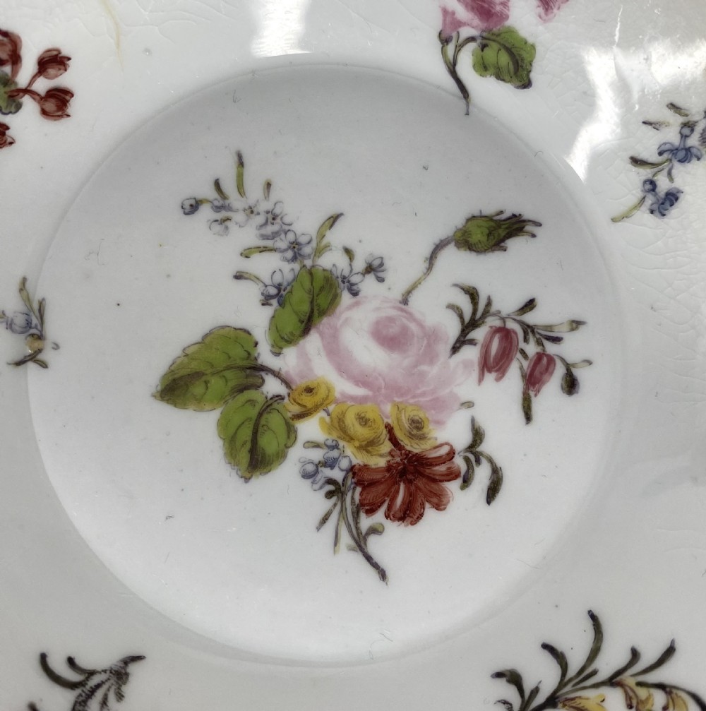 Chelsea porcelain conical cup & saucer, c. 1755. View III