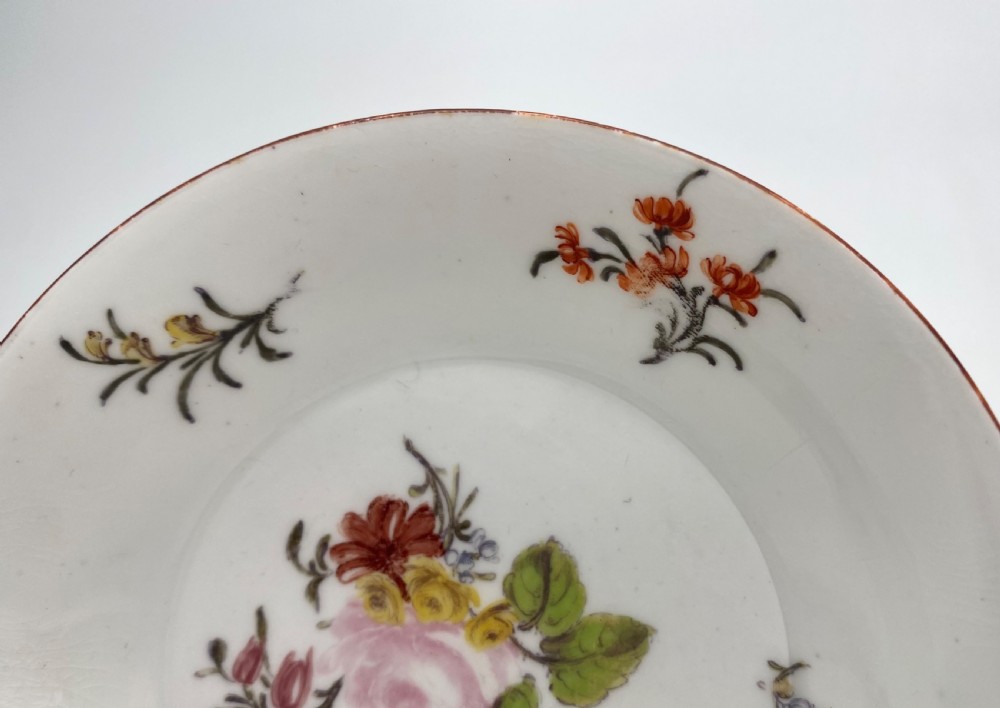 Chelsea porcelain conical cup & saucer, c. 1755. View V