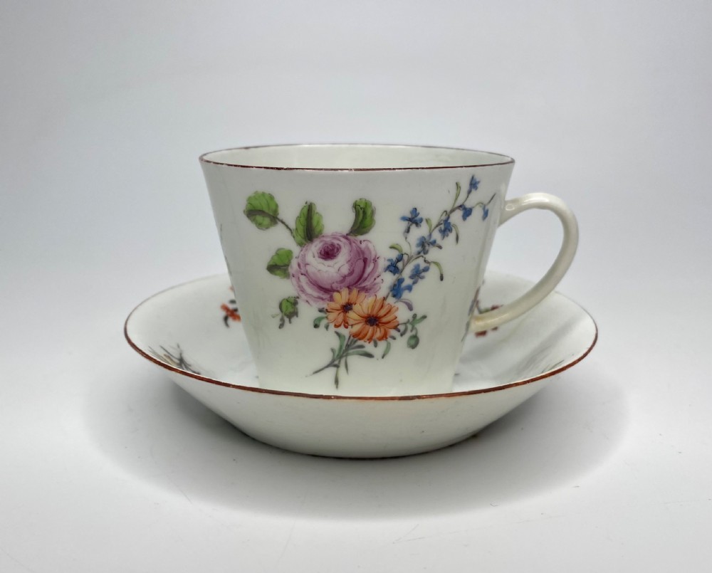 Chelsea porcelain conical cup & saucer, c. 1755. View VI