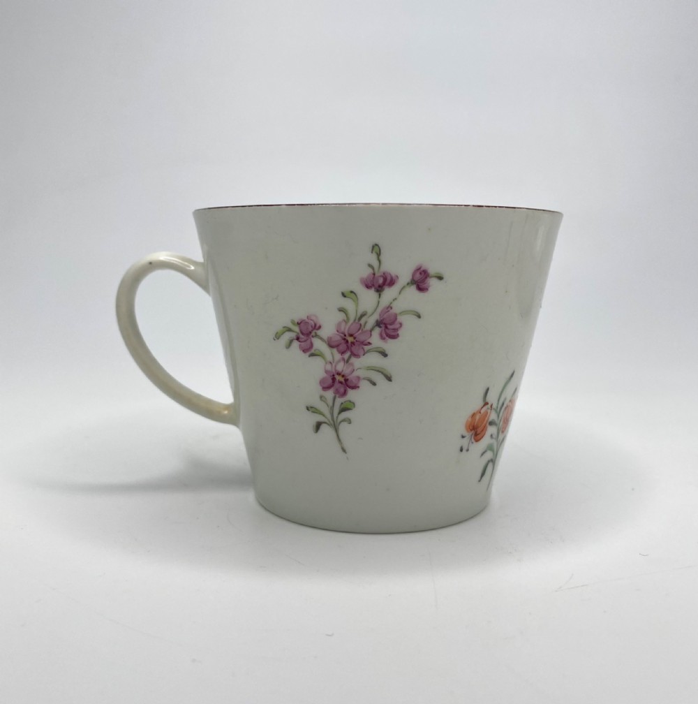 Chelsea porcelain conical cup & saucer, c. 1755. View IX