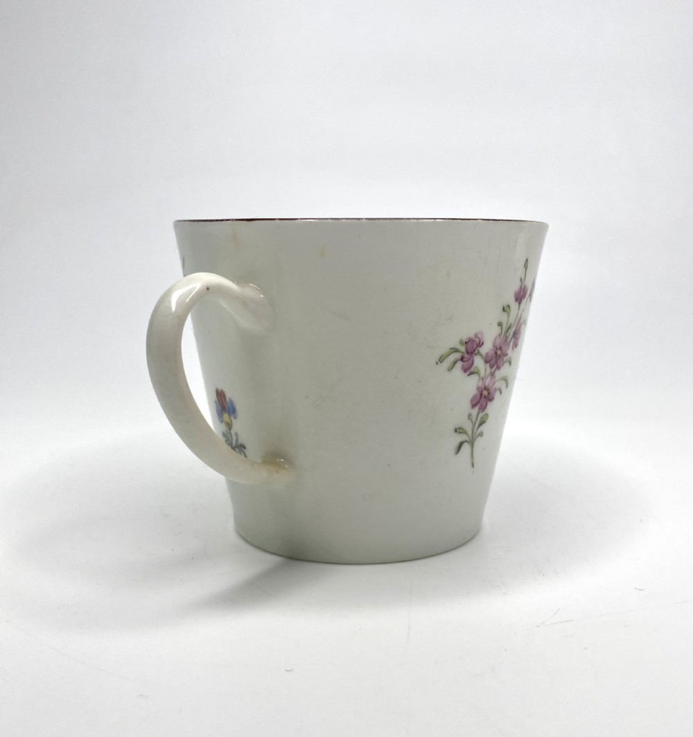 Chelsea porcelain conical cup & saucer, c. 1755. View X