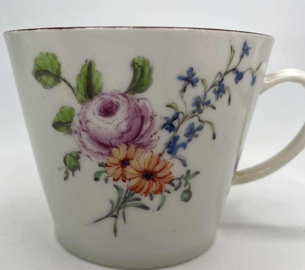 Chelsea porcelain conical cup & saucer, c. 1755. View XI