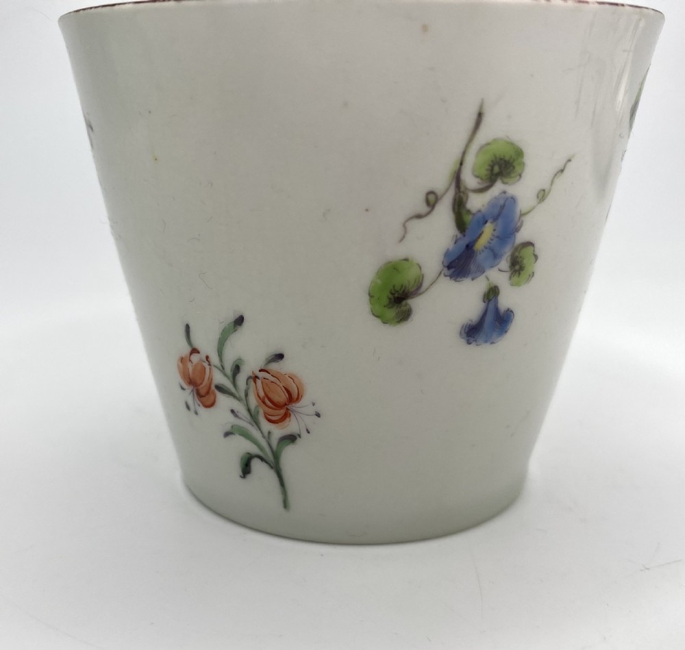 Chelsea porcelain conical cup & saucer, c. 1755. View XIV
