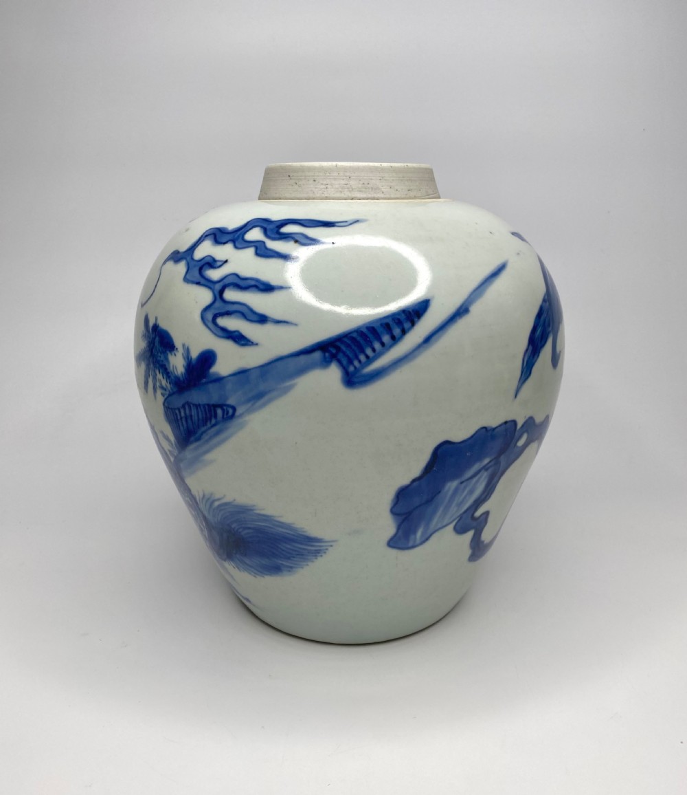 Chinese porcelain jar, Kylin, Shunzhi Period, Transitional, c. 1650. View III