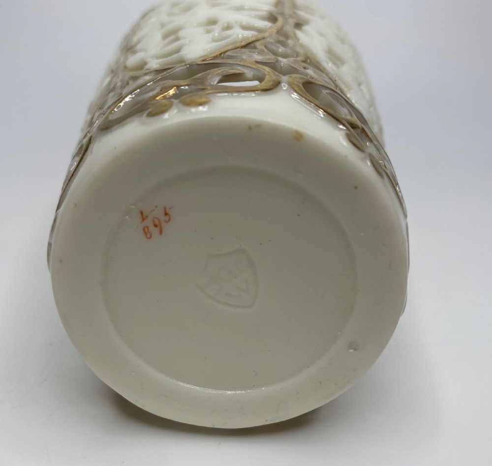 Graingers Worcester, pair of reticulated vases, c. 1890. View VIII