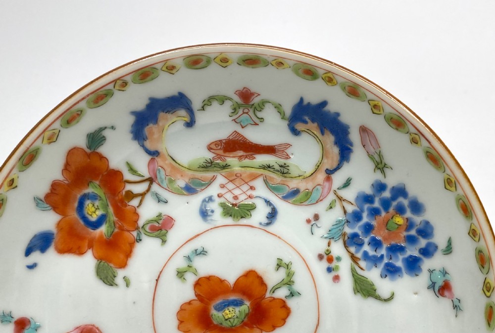 Chinese porcelain Madame de Pompadour teabowl & saucer, c. 1745, Qianlong. View III