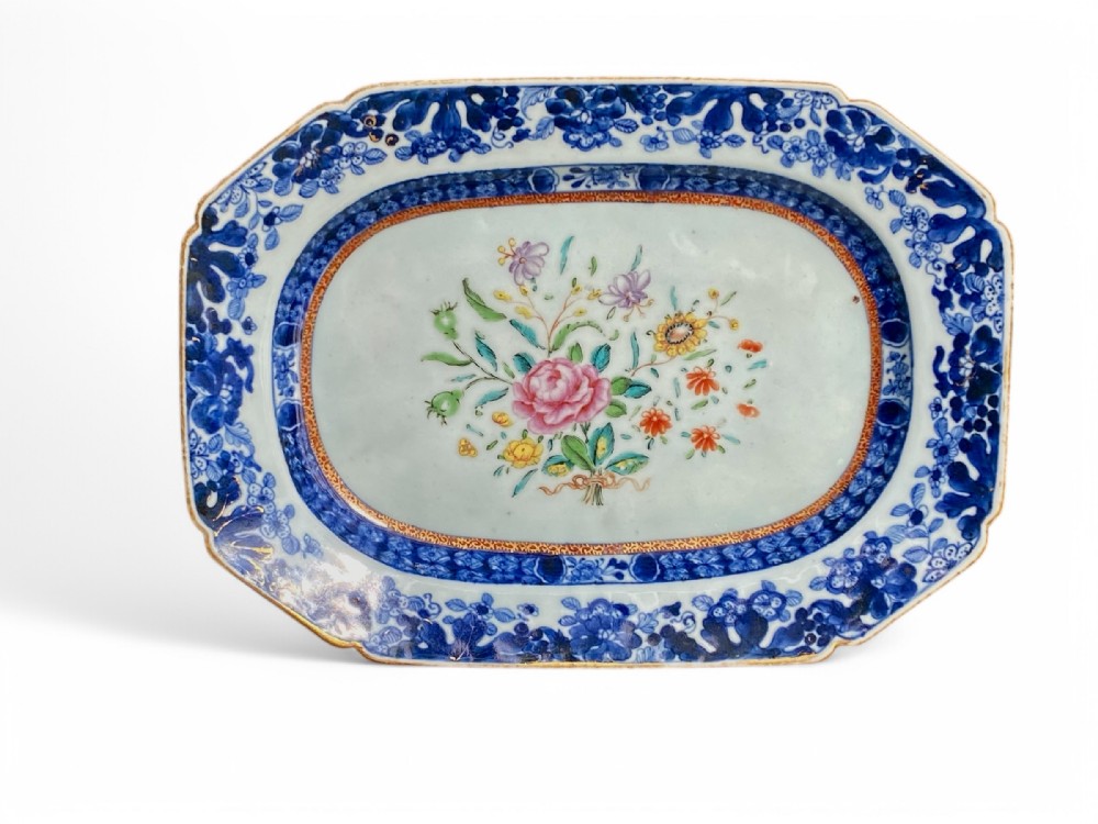 Chinese porcelain famille rose platter, c. 1760. Qianlong.