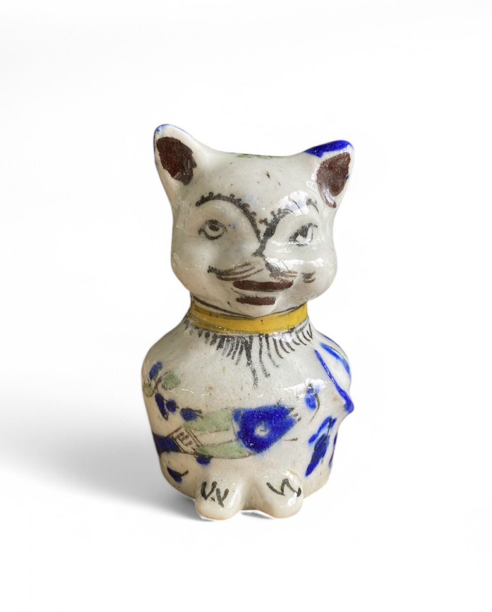 Qajar pottery cat, Iran, c. 1880.