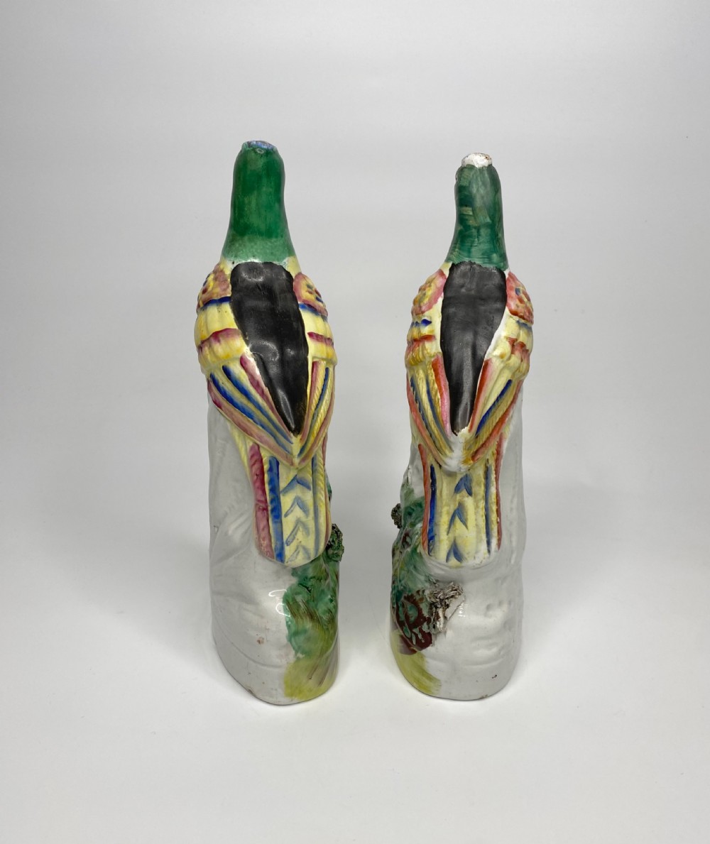 Pair Staffordshire pottery pigeons, c. 1860. Thomas Parr factory. View IV
