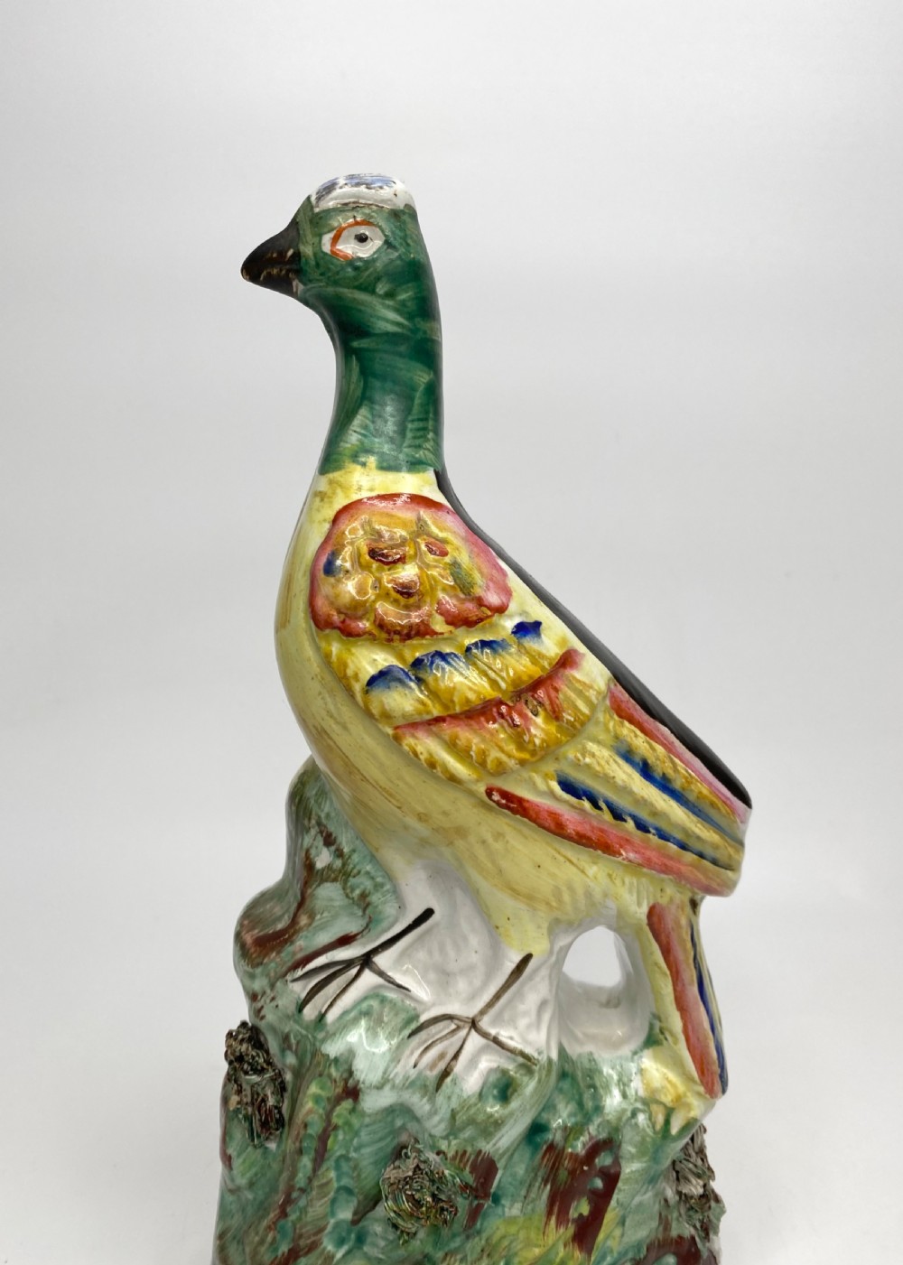 Pair Staffordshire pottery pigeons, c. 1860. Thomas Parr factory. View VI
